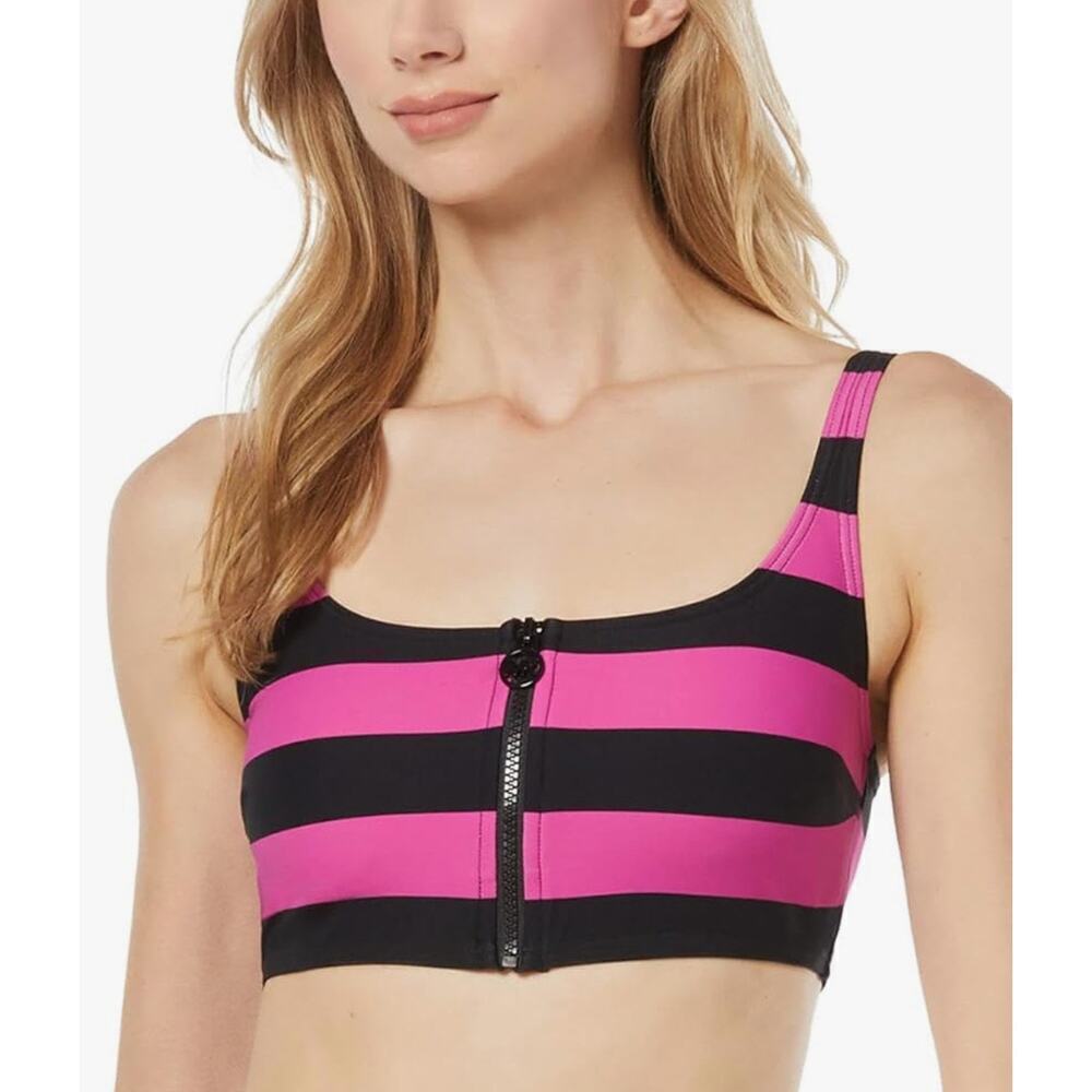 Michael Kors striped bikini top with zipper L XS